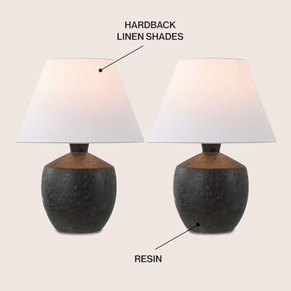 JONATHAN Y Myron 18" Concrete Effect Table Lamp, Black, Set of 2 - color: Black