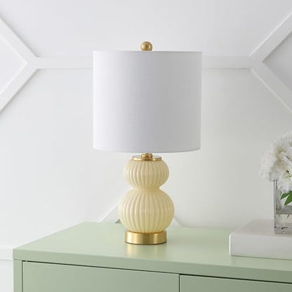 JONATHAN Y Daphne Ribbed Gourd Metal/Glass Table Lamp 20", Ivory - color: Ivory