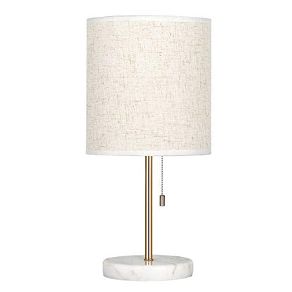 HAITRAL Bedside Table Lamp - Small Nightstand Lamp with Marble Base, Lamp for Bedroom, Office, Girls Room - Gold