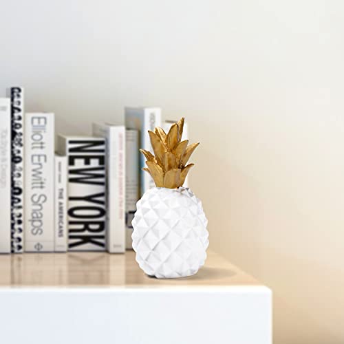 Resin Pineapple Statue, White Modern Luxury Tabletop Decor, 7.8in (H) - color: White