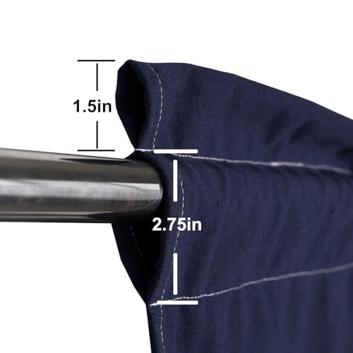 DOSLY Ides Farmhouse Navy Blue Button Valance, Striped Pleated Design with Coconut Buttons, Window Treatment for Kitchen Living Room Bedroom, 52" W x 18" L - color: Navy & Navy Stripe, size: 52"W x 18"L (Pack of 1)