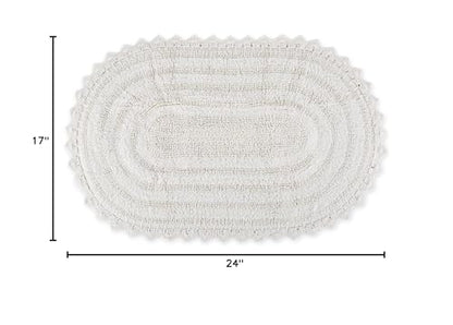 DII Crochet Collection Reversible Bath Mat, Small Oval, 17x24, White - color: White, size: 1'5" x 2' (Oval)