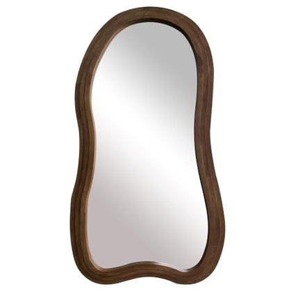 71"x33.5" Irregular Full Length Mirror with 3-Layer Wood Frame - color: Walnut, size: 71"L x 33.5"W