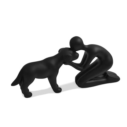 Cute Dog Sculpture Dad Gift Abstract Figurine Home Shelf Decor - color: Black
