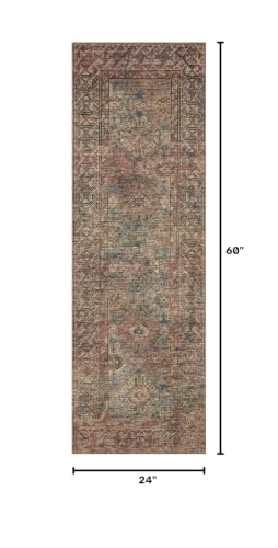 Loloi Amber Lewis Billie Aqua/Rust 2'-0" x 5'-0" Accent Rug - color: Aqua / Rust, size: 5' x 2' (Rectangular)