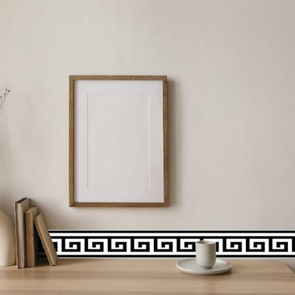 Greek Key Peel and Stick Wallpaper Border, 4.7 in x 32.8 ft - color: Black/White, size: 4.7" x 393.7"