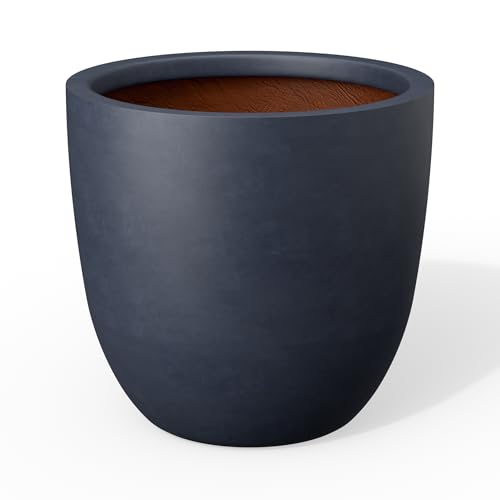 Kante Modern Home Minimalist 18" Dia Charcoal Concrete Bowl Planter - color: Charcoal, size: 18-Inch Dia