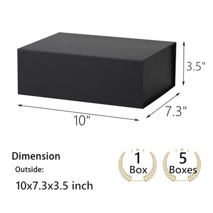 Black Gift Box,10x7.3x3.5 Gift Boxes With Lids For Presents Includes Ribbon And Diy Printable Sticker Paper,Bridesmaid Proposal Box,Magnetic Gift Box For Birthday,Wedding,Graduation - color: 10x7.3x3.5inch-Black-Pack 1