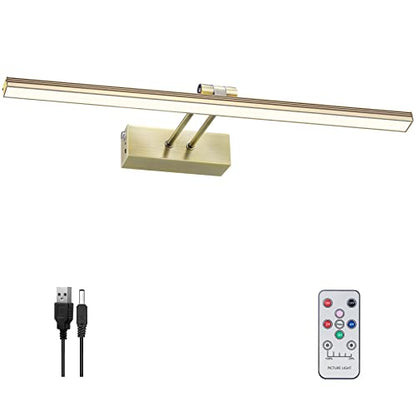 HEAGEERO Picture Lights for Wall,16in Gallery Light,5000mAh Art Light - color: Antique Brass-16"