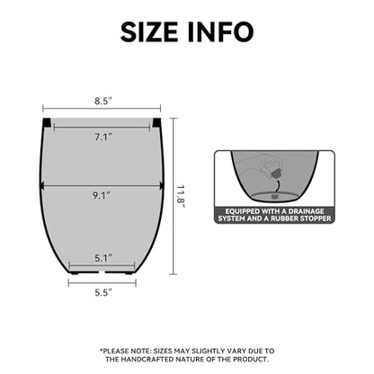 Kante Small Round Curved Charcoal Concrete Planter 9.1" Dia, Outdoor - color: Charcoal, size: 11.8 Inch Tall
