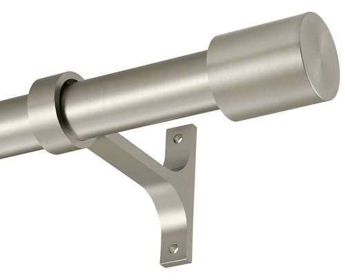 Heavy Duty Curtain Rods Extra Long 144 to 240 Inch, Single Drapery Rods with Cap Finials, 1-Inch Window Treatment Curtain Rod Telescoping, Brushed Nickel - color: Brushed Nickel, size: 144-240"