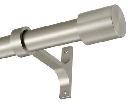 Heavy Duty Curtain Rods Extra Long 144 to 240 Inch, Single Drapery Rods with Cap Finials, 1-Inch Window Treatment Curtain Rod Telescoping, Brushed Nickel - color: Brushed Nickel, size: 144-240"