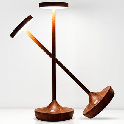 2 Pack Cordless Table Lamps, Rechargeable 6000mAh, 72H Runtime, Waterproof - color: Woodgrain
