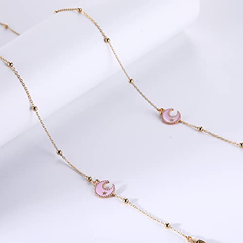 LIKGREAT Eyeglass Chain for Women Face Mask Link Chains Sunglass Strap Holder KC Gold Plated - color: Moon