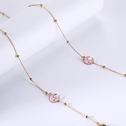 LIKGREAT Eyeglass Chain for Women Face Mask Link Chains Sunglass Strap Holder KC Gold Plated - color: Moon