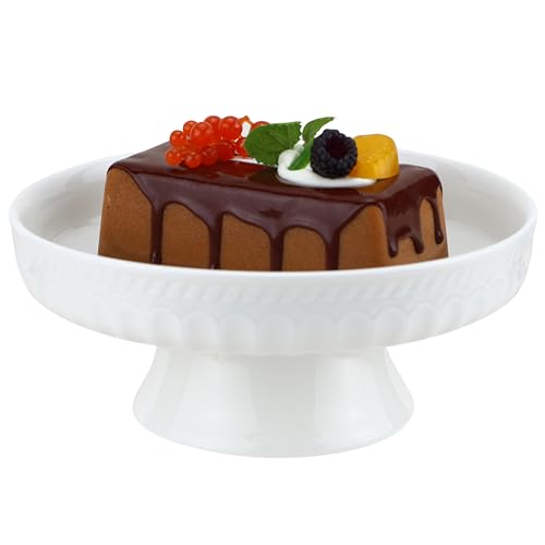 EIKS Ceramic Footed Bowl Display Stand Plate, (Dia. 8-inch) - size: Dia. 8-inch