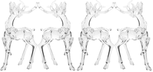 HOMSFOU 2pcs Tabletop Reindeer Decor Christmas Elk Figurines for Holiday Party for Home and Office Decoration Unique Window Display Deer Statues (Pack of 2) - size: 18.50X12.00X4.00CM (Pack of 2)