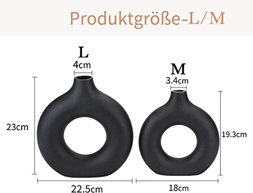 CEMABT Vases for Pampas Grass, 2pc Creative Vase Modern Home Decor,Handmade Vase Black Ceramic Dried Flowers Crafts Ornaments for Office Home Deco Decoration - color: Black, size: 2-Piece Set