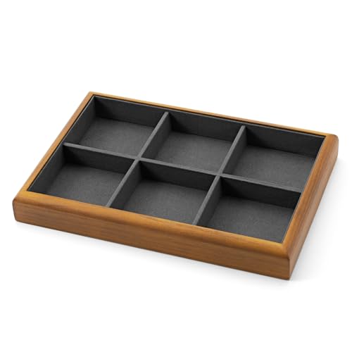 Oirlv Wood Jewelry Tray 6-Compartment Dark Grey - color: Grey, size: 6 grid