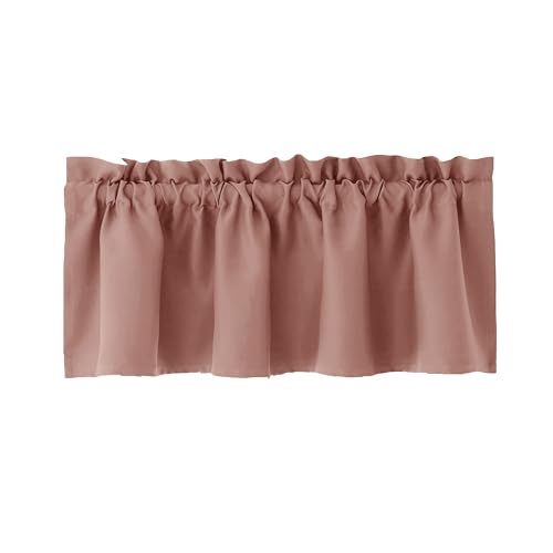 Hiasan Dusty Rose Valance Curtains for Window 42 x 12 Inches 1 Panel - color: Dusty Rose, size: 42"W x 12"L (Pack of 1)