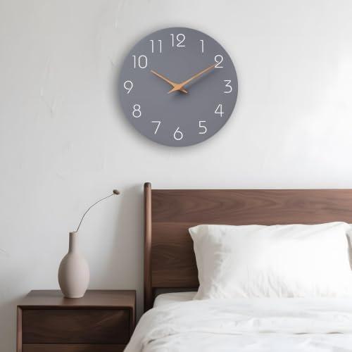 Mosewa Wall Clock 8" Battery Operated Silent Non-Ticking Simple Modern - color: C_gray, size: 8 Inch