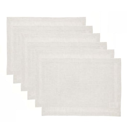 Solino Home 100% 순수 리넨 플레이스 매트 내추럴, 아테나 35.6 x 48.3cm(14 x 19인치), 6개 세트 - color: 01: 라이트 내추럴, size: 14" X 19" (Set of 6)