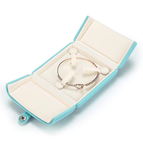 MDLUU Velvet Bracelet Gift Box, Bangle Holder Case, Jewelry Storage Displays for Birthday, Wedding, Valentine's Day, Anniversary (Cyan Blue) - color: cyan blue