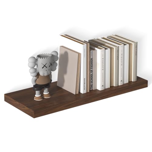 12 Inch Deep Floating Shelves, 30" W x 12" D Wood Floating Shelves for Wall, Large Storage Space Wall Mount Shelf with Invisible Brackets for Living Room Kitchen Bathroom, 1 Pack, Walnut - color: Walnut, size: 30 Inch