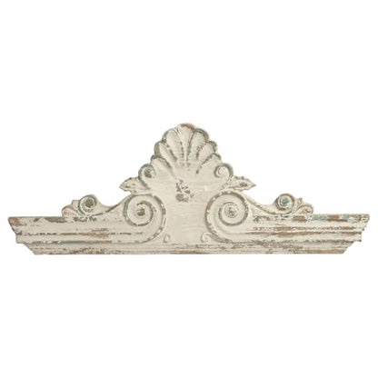 SOFE 33" Handmade Distressed White Finish Wooden Scroll Over The Door Decor