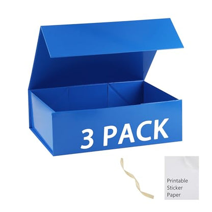 Blue Gift Box,19x16x6 Extra Large Gift Boxes With Lids For Presents Includes Ribbon And Diy Printable Sticker Paper,Bridesmaid Proposal Box,Magnetic Gift Box For Birthday,Wedding,Graduation - color: 19x16x6inch-Blue-Pack 3