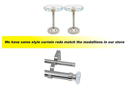 Set of 2 Cut Crystal Window Drapery Medallion Holdbacks, Curtain Tiebacks, Wall Hook, Tassel Holder, Satin Nickel - color: Satin Nickel