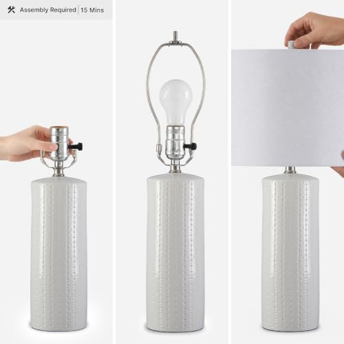 Signature Design by Ashley Table Lamp Set of 2, White Ceramic, 3-Way - color: White