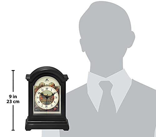 Infinity Instruments Black Plastic Tabletop Clock 9 x 6 Decorative Mantle