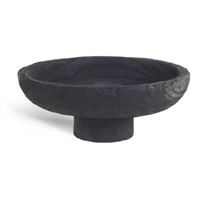 Moss Bowl Wooden Decorative Bowl, Wabi Sabi Wood Bowl for Coffee Table Centerpiece Decor, Wooden Dough Bowl Style, Minimal Table Decor (Pedestal Bowl)