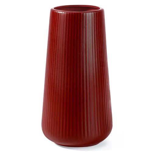 Ceramic Vase, GUKJOB Small Cute Flower Vase for Pampas Grass, Home, Living Room, Dining Table, Farmhouse, Office Decor, Bedroom, Table, and Kitchen Shelf (Red) - color: Small Red - 1pc