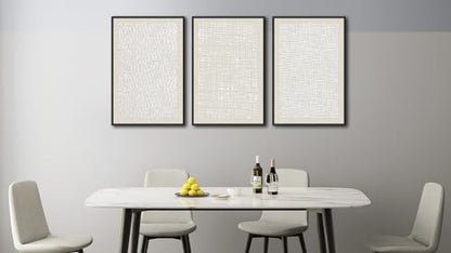Large Framed Abstract Wall Art, Neutral Beige White Deocr, 16"x24"x3 - color: beige, size: 16"x24"x3 Framed