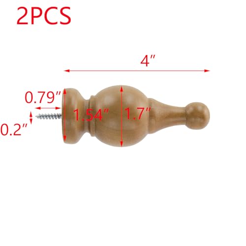 T Tulead Wood Finials for Curtain Rods - style: Wood, 1.1", 2PCS