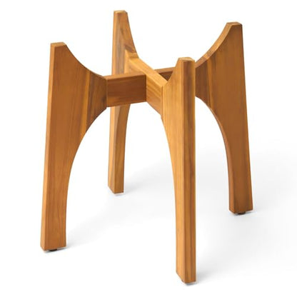 KUTE NEST 17" H x 19.3" W Acacia Solid Wood Plant Stand - Golden Teak - color: Golden Teak, size: High - Medium - 17"H x 19.3"W