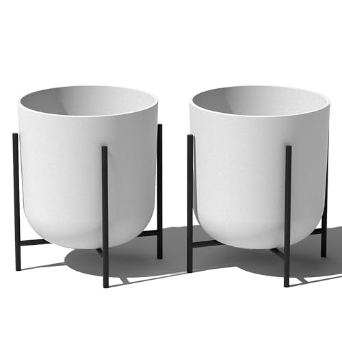 Veradek Mason Series Raised Lima Planter - Round Planter with Stand - color: White, size: 15 inch - 2 Pack