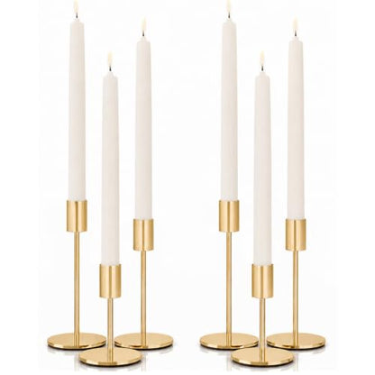 zeochyni French Gold Taper Candle Holder Metal Candlestick Holders Set of 6 - color: French Gold, size: Set of 6