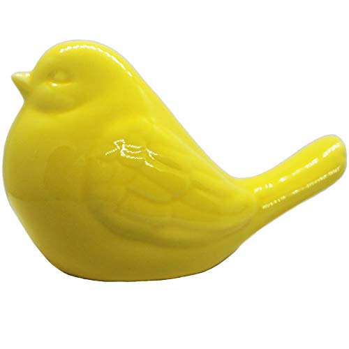 NEW Yellow Bird Figurine, Ceramic Chubby Bird Figure Cottage Animal Bird Statue Decorations for Home Garden Decor Accents - color: Yellow