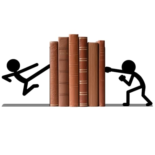 Metal Bookends Martial Arts People Book Ends for Shelves - color: Black - 1 Pair Martial Arts People
