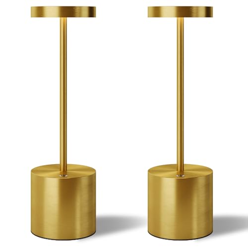 TBBGA LED Cordless Table Lamps Set of 2, 5000mAh Rechargeable Table Light - color: Gold2