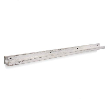 Rustic State Ted 52" Narrow Long Wall Mount Picture Ledge Photo Frame Display Wooden Floating Shelf for Living Room, Office, Kitchen, Bedroom, Bathroom Décor Storage - Burnt White