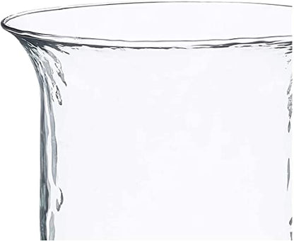 First of a Kind Small Glass Hurricane Pillar Candle Holder with Rustic Metal Insert, Perfect as a Centerpiece - size: 11.75" Tall Clear