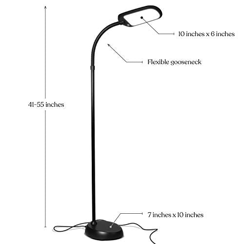 Brightech Litespan Slim LED Floor Reading Lamp - Modern Tall Lamp with Adjustable Gooseneck for Living Rooms & Offices - Dimmable Crafts Work Light - Brown - color: Havanah Brown