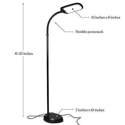 Brightech Litespan Slim LED Floor Reading Lamp - Modern Tall Lamp with Adjustable Gooseneck for Living Rooms & Offices - Dimmable Crafts Work Light - Brown - color: Havanah Brown