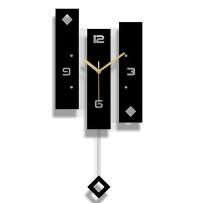 SHISEDECO Creative Mute Modern Acrylic Pendulum Wall Clock Black and White