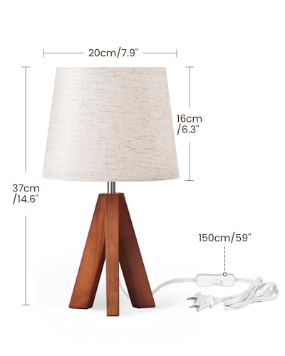 Tripod Table Lamps Set of 2, Small Bedside Lamps, Modern Nightstand Lamp with Dark Pearwood Base & Beige Shade, Boho Desk Light for Bedroom, Kids Room, Living Room, Office, Study, LE51TLP205 - color: 2Pack Beige+Pearwood