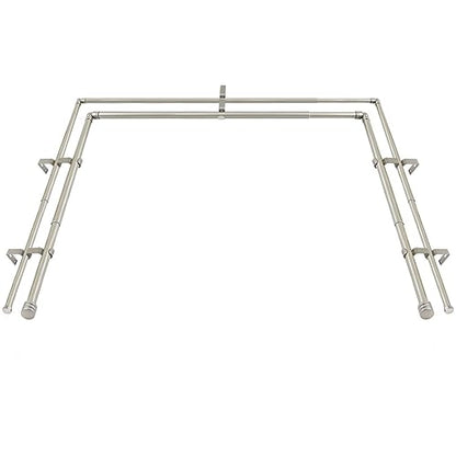 HOTOZON Double Bay Window Curtain Rods 36 to 72 Inches(Center Rod), Silver - color: Antque Silver